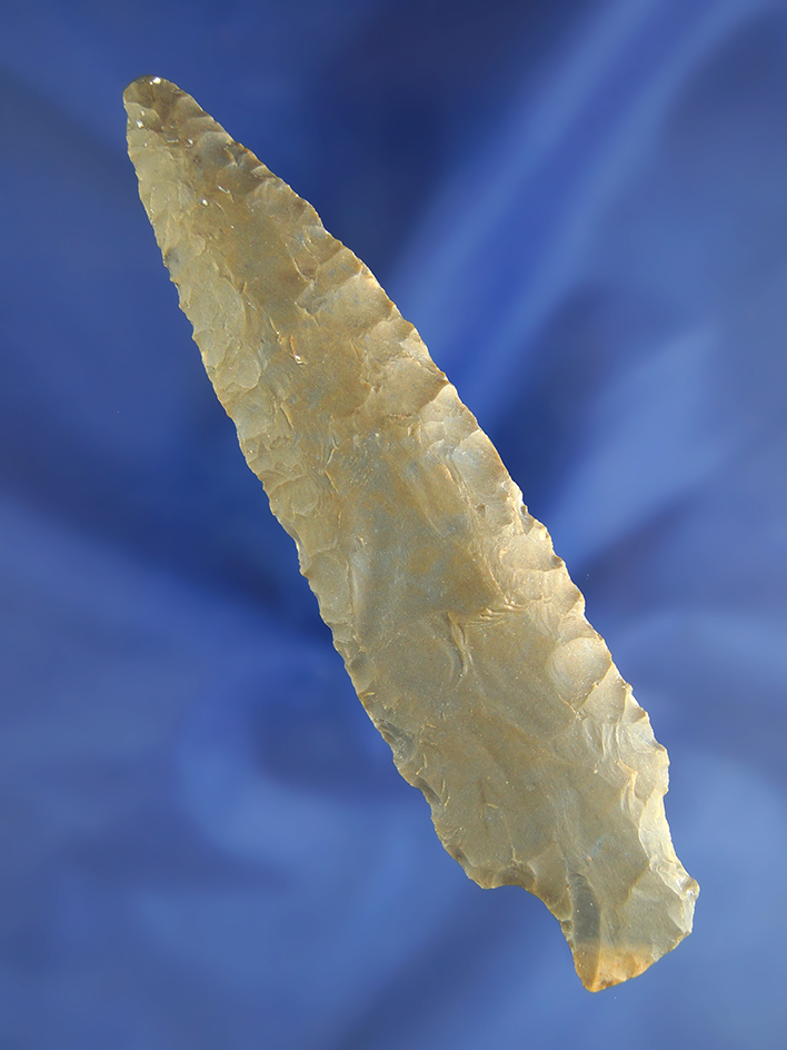 4 1/2" Stemmed Knife made from Hornstone found in Indiana.