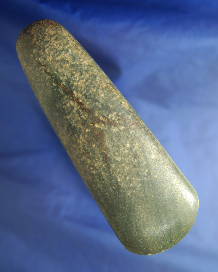 Beautifully polished 6" pre-Columbian Celt made from beautiful green material found in Mexico.