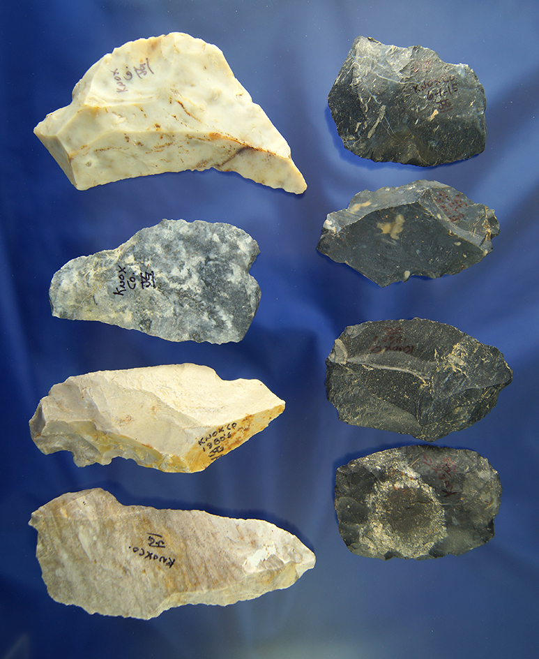 Set of 8 Paleo Uniface tools found in Knox Co.,  Ohio.