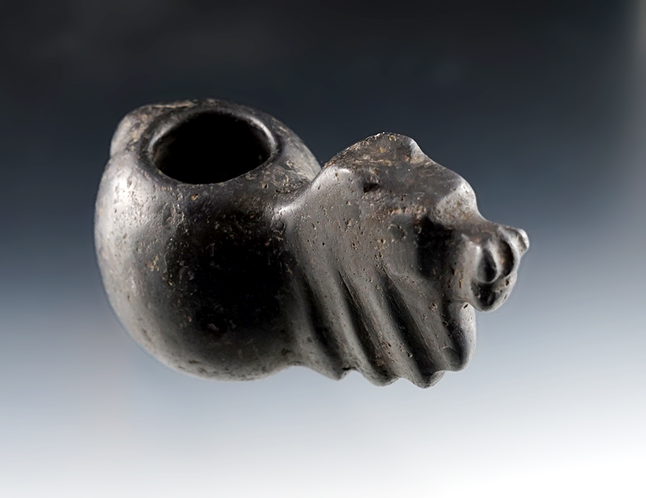 4 3/4" long Alpaca Canopa made from dense black hardstone that is nicely polished. Peru.