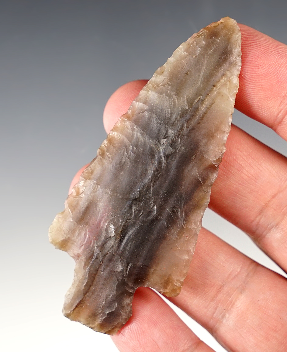 Exceptional Agatized Wood Stemmed Knife! This 3 3/16" knife from Colorado. Very thin.