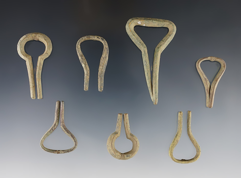 Set of seven trade Jew's Harps, largest is 2 3/16". White Springs Site, Geneva New York.
