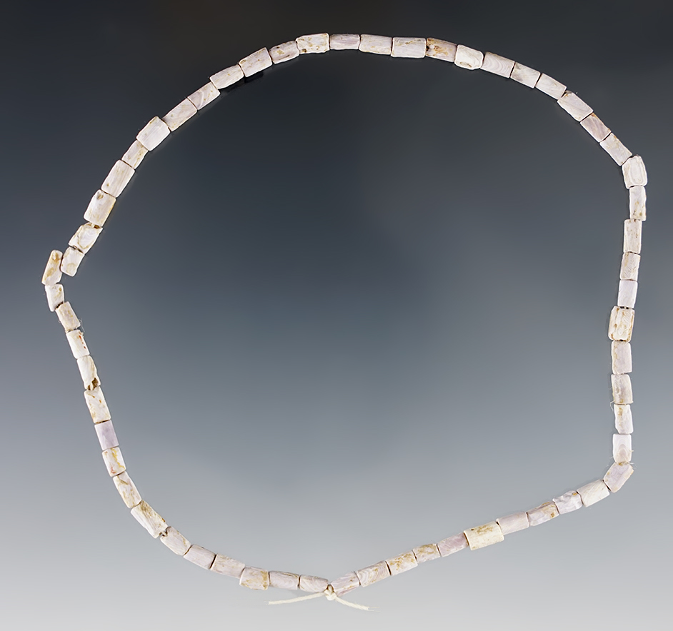 12" strand of purple and white shell Wampum Beads found - Dann Site, Lima, Monroe Co., NY.