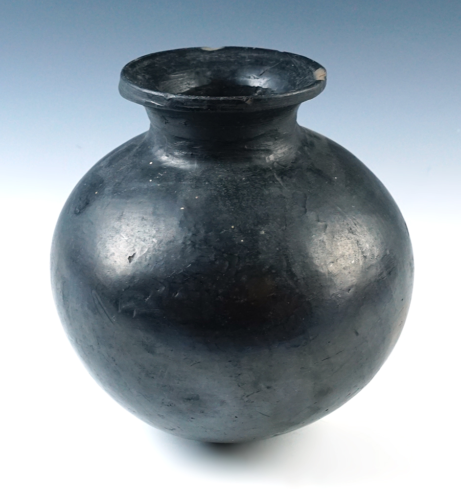 7 1/8" tall x 7 1/4" wide Historic Era black bottle from the Southwest U.S.