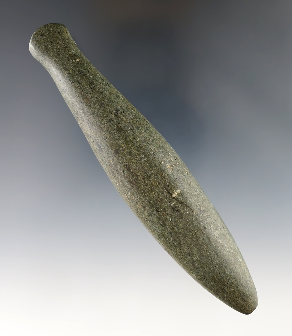 5 1/2" California Charm Stone made from green Diorite. Recovered in Colusa Co., California. 
