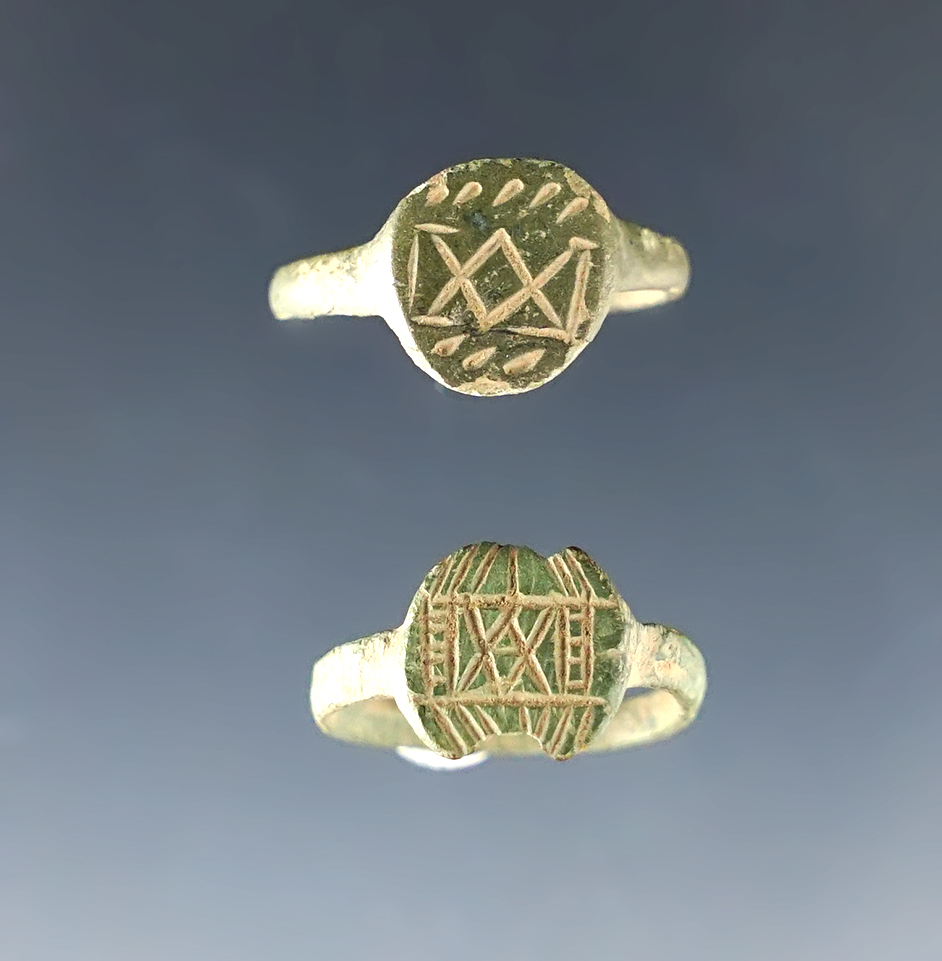 Pair of brass Jesuit trade rings found at the White Springs Site, Geneva New York. 