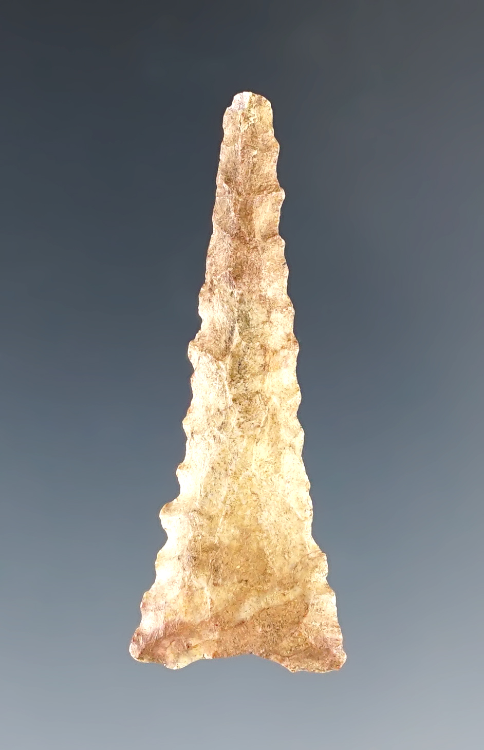 Heavily patinated 1 11/16" Fort Ancient Triangle from the Mississippian Period. Indiana.