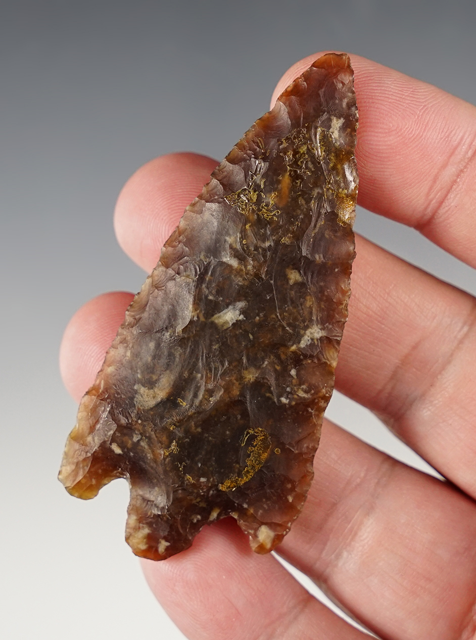 2 7/8" well styled Knife River Flint Stemmed Knife found near the Colorado/Wyoming border.