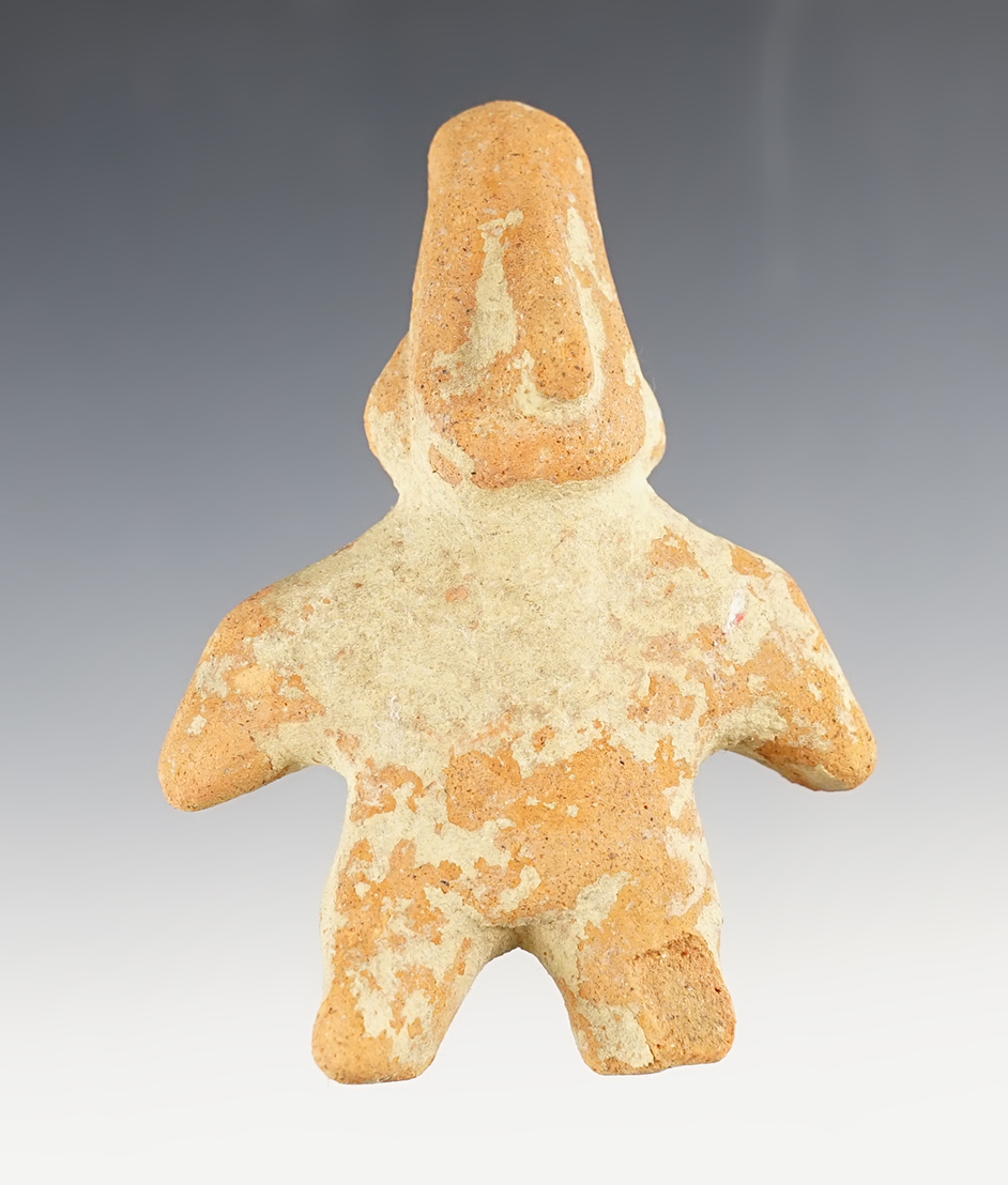 3 7/8" tall Colima figure made from pottery. Recovered in Mexico. Circa 300 B.C. - A.D. 300.