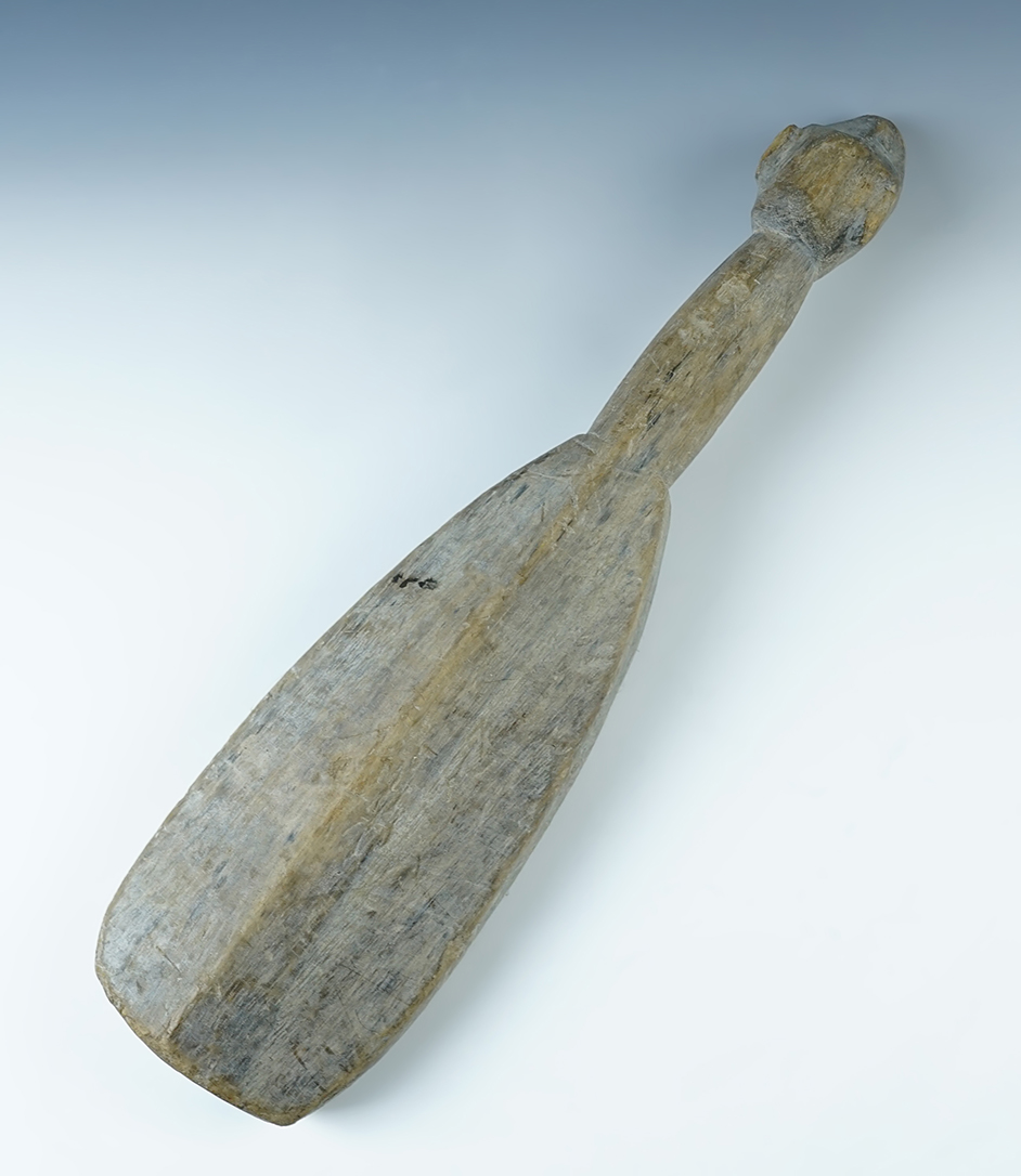 16 3/8" long x 4 1/4" wide Chiriqui Culture primitive carved wood paddle - Panama.