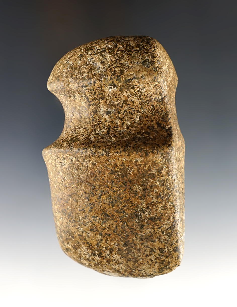 4 3/16" long 3/4 Groove Axe with well defined ridges and outstanding form. 