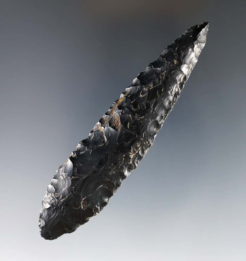 3 3/4" nicely patinated Obsidian Cascade found in southern Oregon. Ex. C.L. Pugh Museum. 