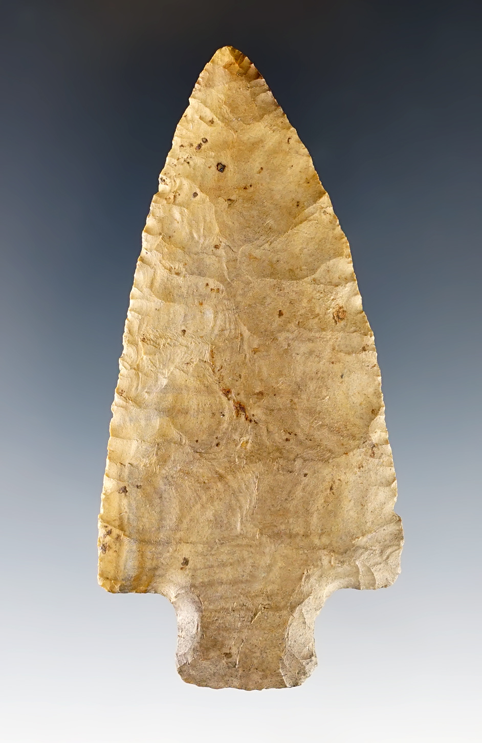  3 11/16" beautifully flaked Woodland Stemmed Knife - Boone Co., Kentucky. Ex. Tom Davis.