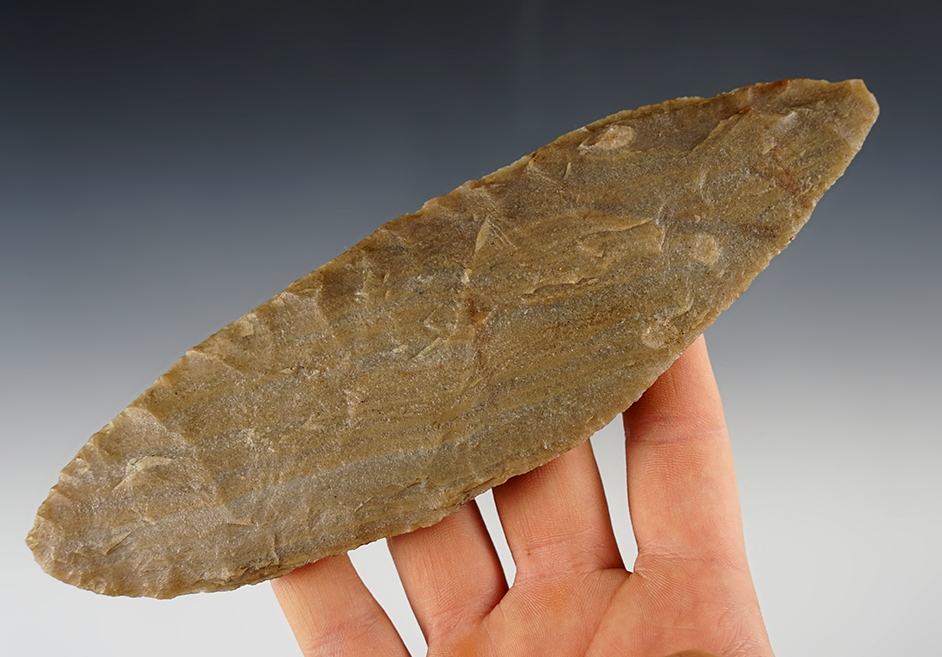 Large 7 1/16" Blade that is nicely flaked from a quartz-like material found in southeast Colorado.