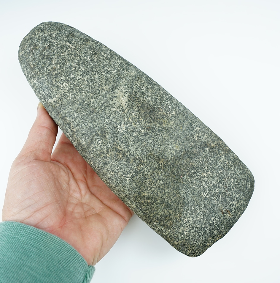 Large 7 7/8" Hardstone Celt found around Akron, Summit Co., Ohio. Bennett COA.