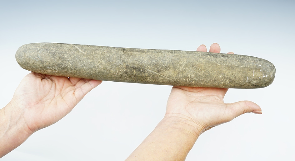 Large well shaped 14 5/8" long Roller Pestle found in Ohio.