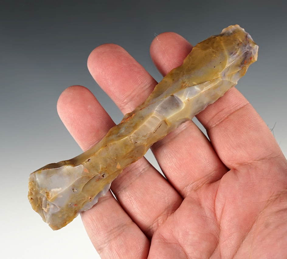 Outstanding 4 13/16" Flint Ridge Paleo Uniface Tool, Washington Co., Ohio.