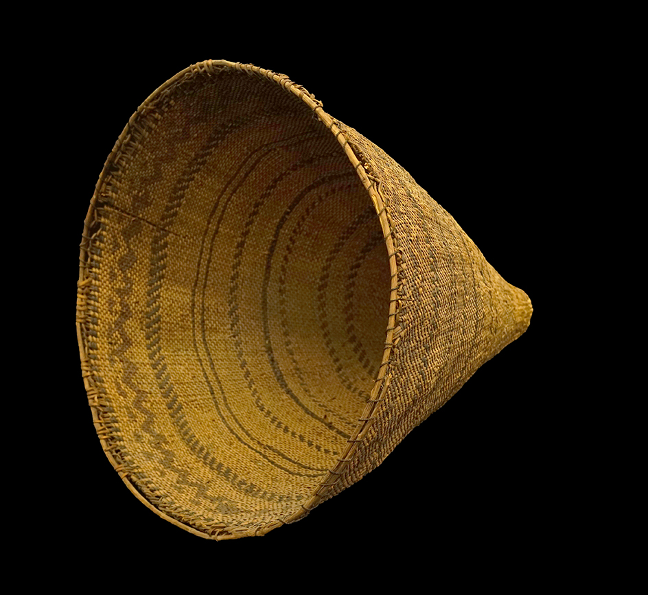 Huge 21" tall by 18" wide Northern Paiute Burden Basket with nice design.