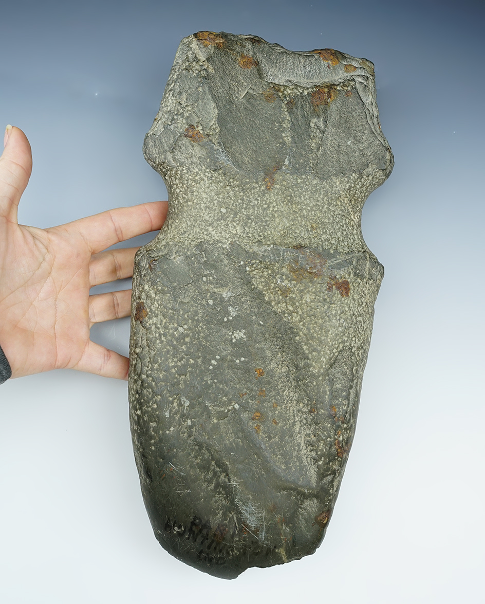 12 1/4" long Banded Slate Axe, Huntington Co., Indiana. Pictured in WW#3.