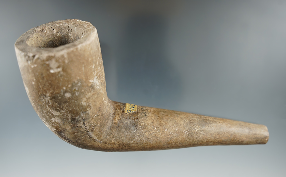 5 3/4" historic period clay Pipe found in New York with restoration to several areas.