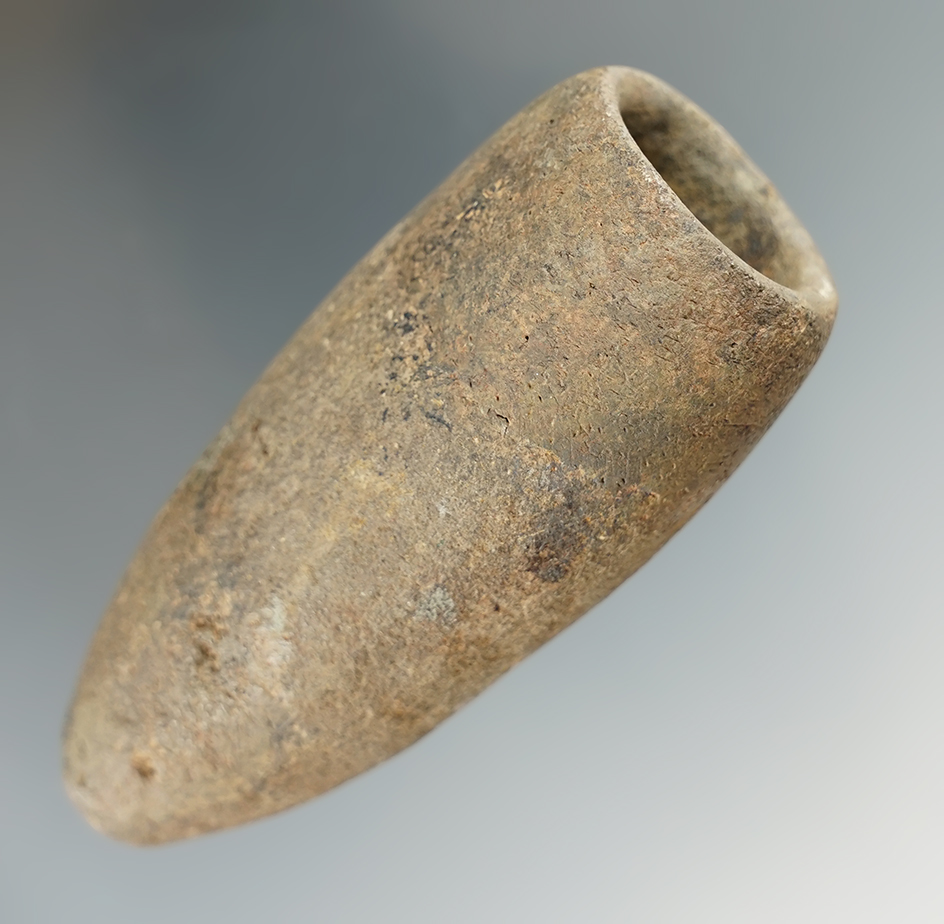 3 3/16" sandstone Tube Pipe found in New York with some restoration around part of the bowl