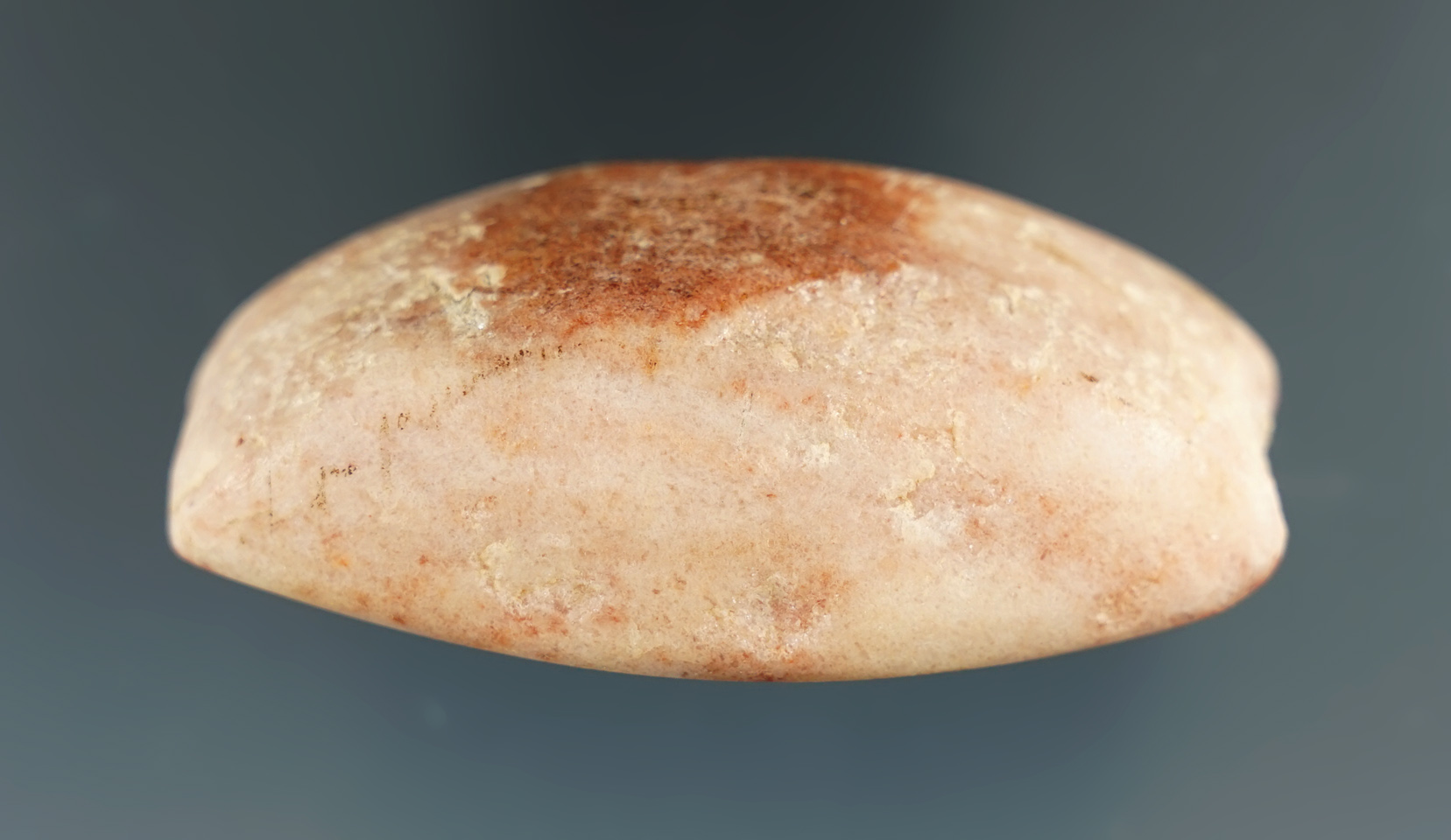 2 9/16" Loafstone made from beautiful rose quartz. Found in Illinois.