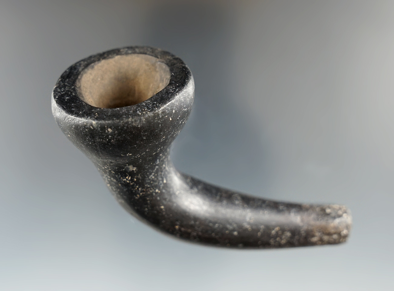 3 1/4" clay Trumpet Pipe with restoration to the bowl and elbow found in New York.