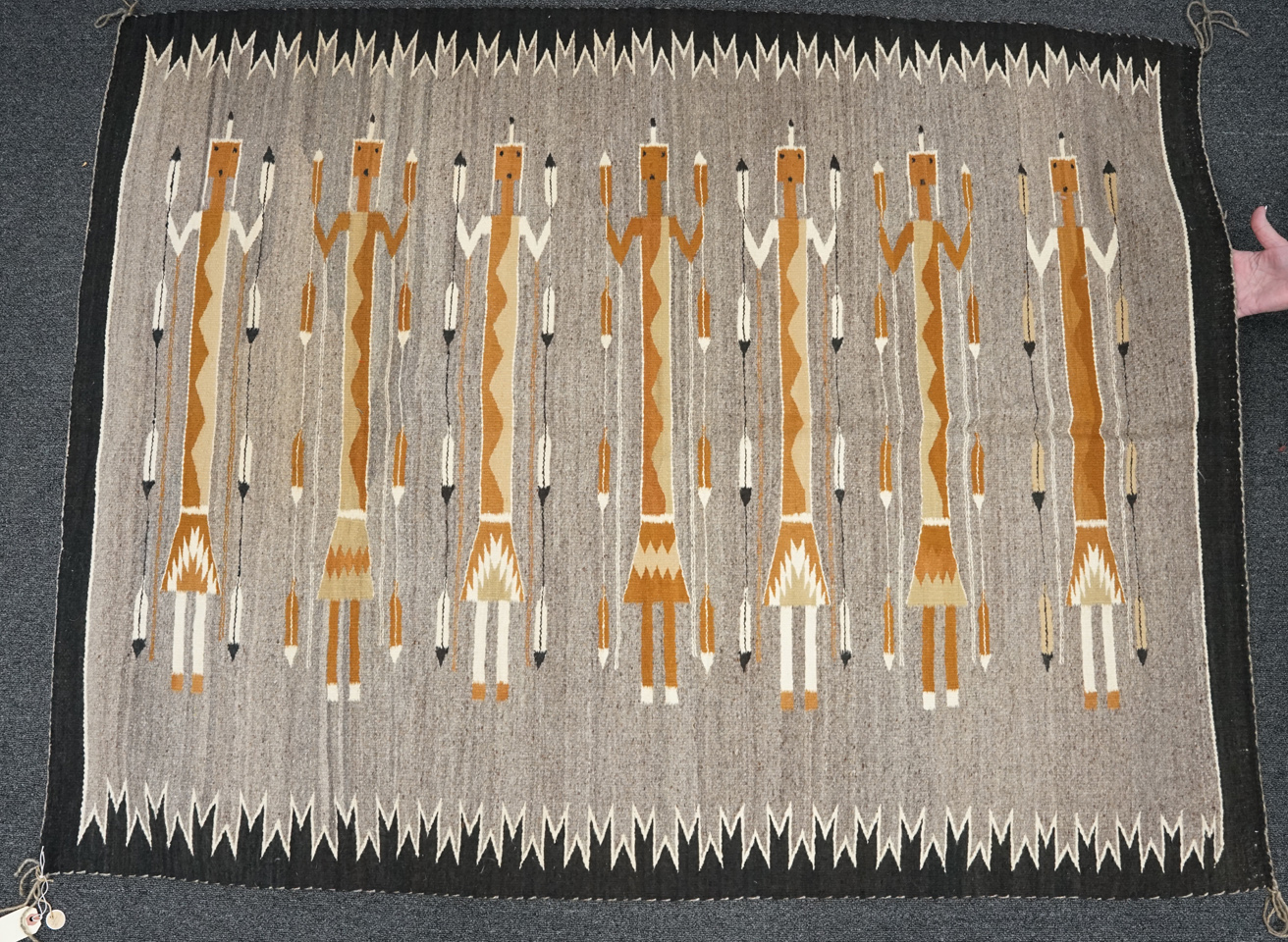 Large! 60" wide 48" Navajo rug woven by Navajo weaver IreneTsinnijinnie - Coconino, Arizona.