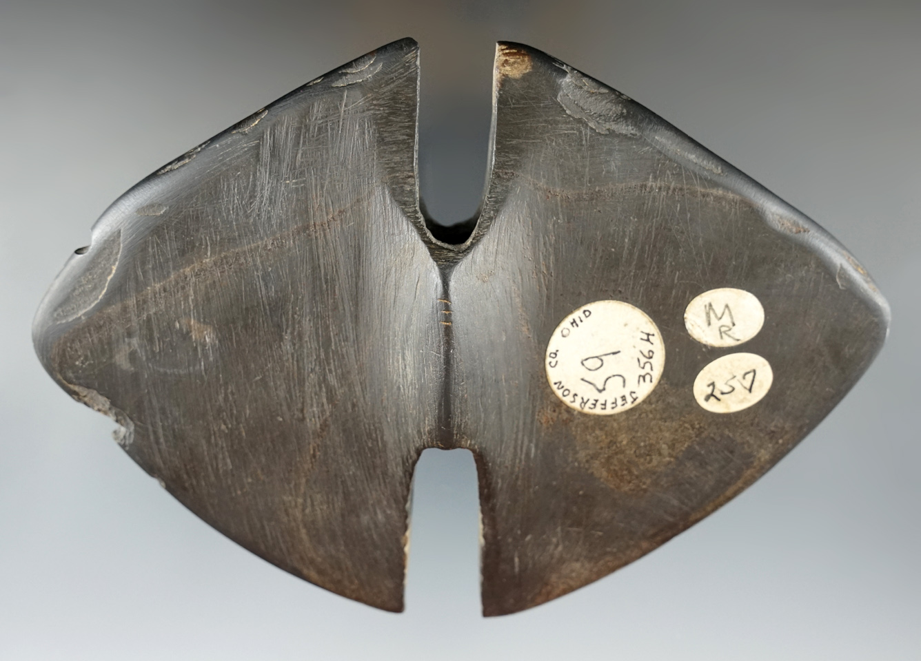 Nice! 5 7/16" Double Notched Butterfly Bannerstone found in Jefferson Co., Ohio.