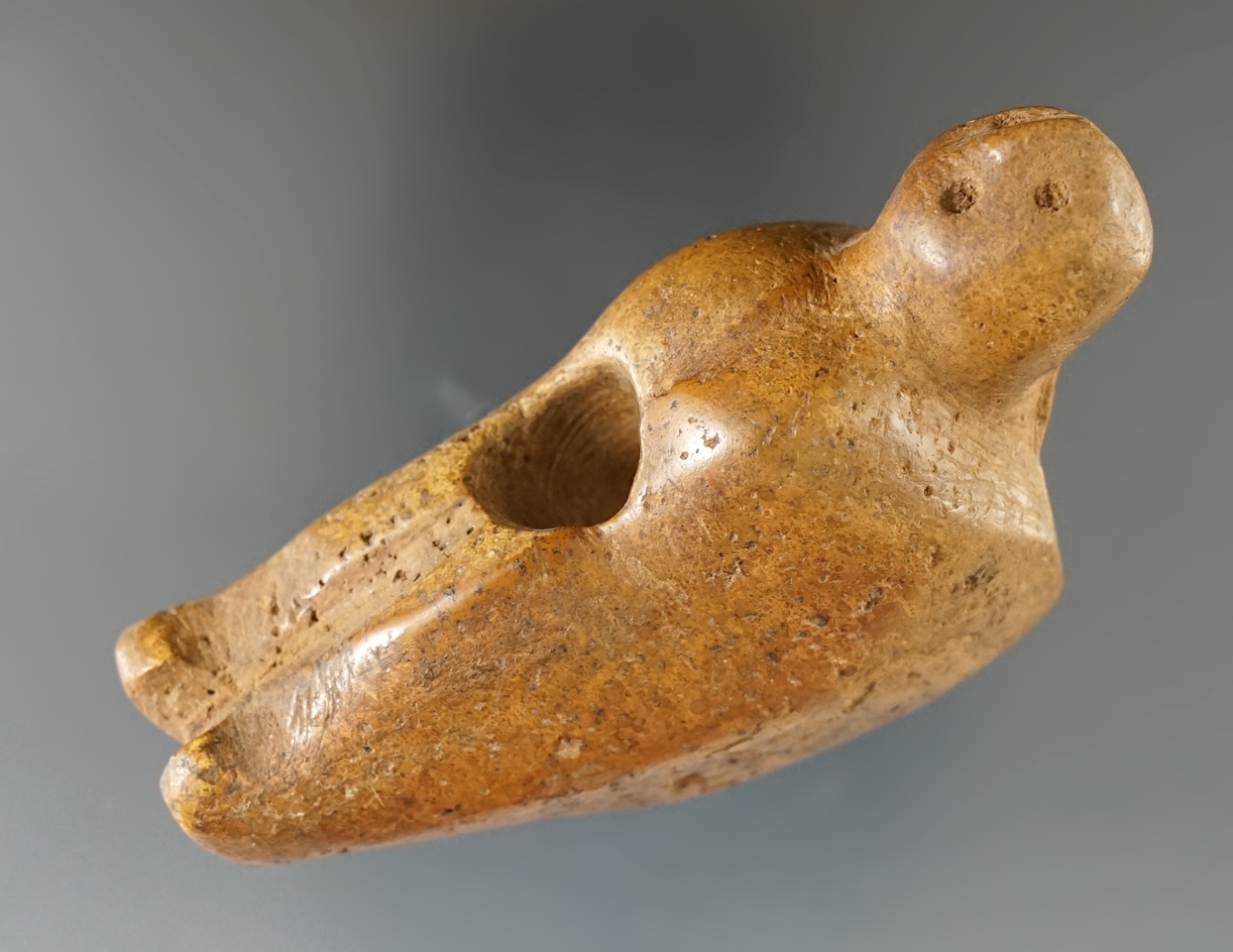 2 13/16" human effigy Pipestone Pipe in excellent condition found in Richland Co., Ohio.