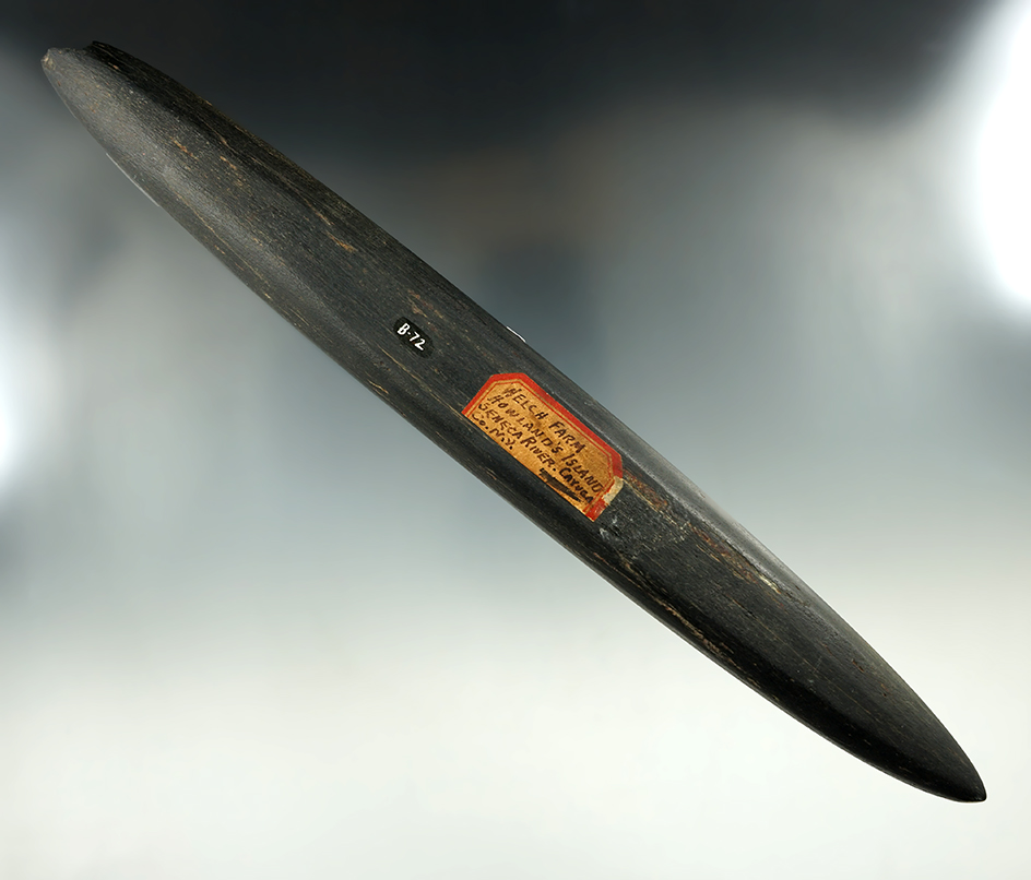 Rare and Large! 11 3/8" slate Pick  found on the Welch farm, Seneca River, Cayuga Co., NY.