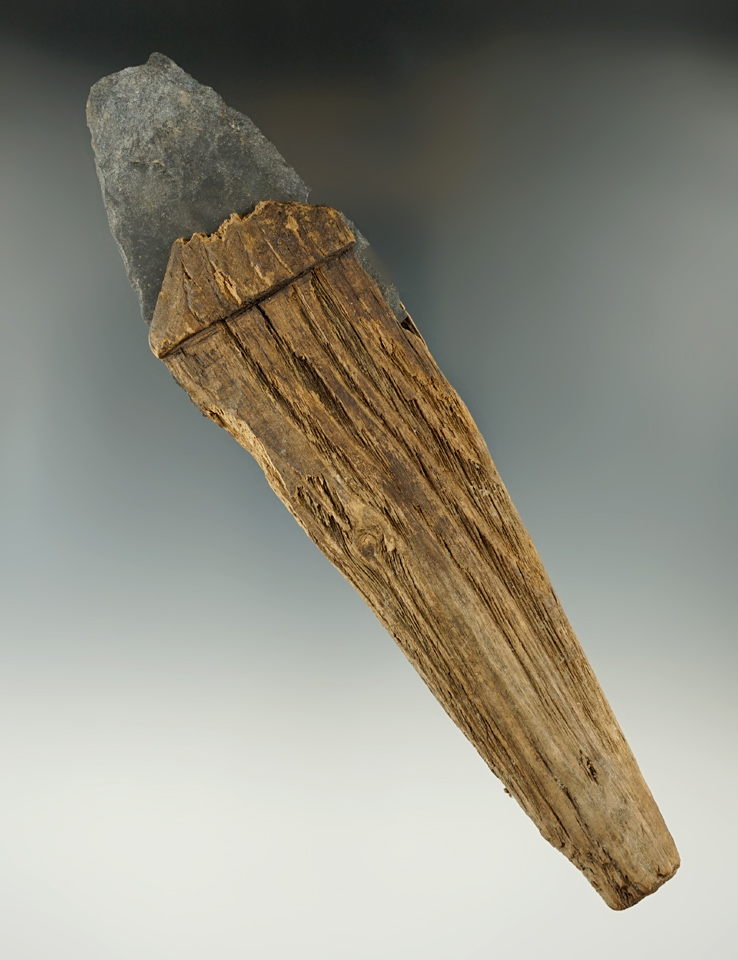 7 1/8" slate Knife in original driftwood handle, most likely from Alaska.