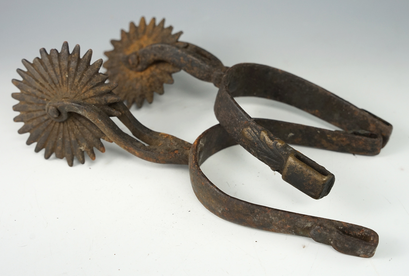 Pair of 9" long spurs from  A.D. 1700-1800 collected near Nogales, Arizona, by Neil Johnson.