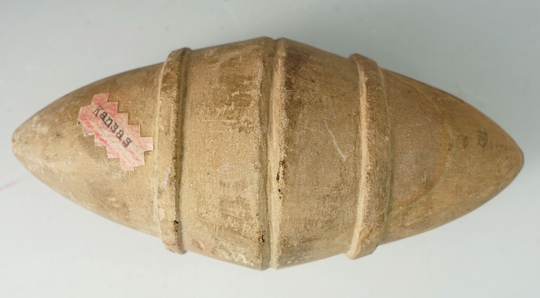 6" Plains war club head from an old Kansas collection made from dense claystone.