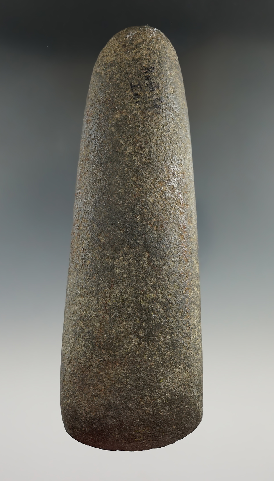 Excellent style and condition on this 6 1/2" hardstone Celt found in Rush Co., Indiana.