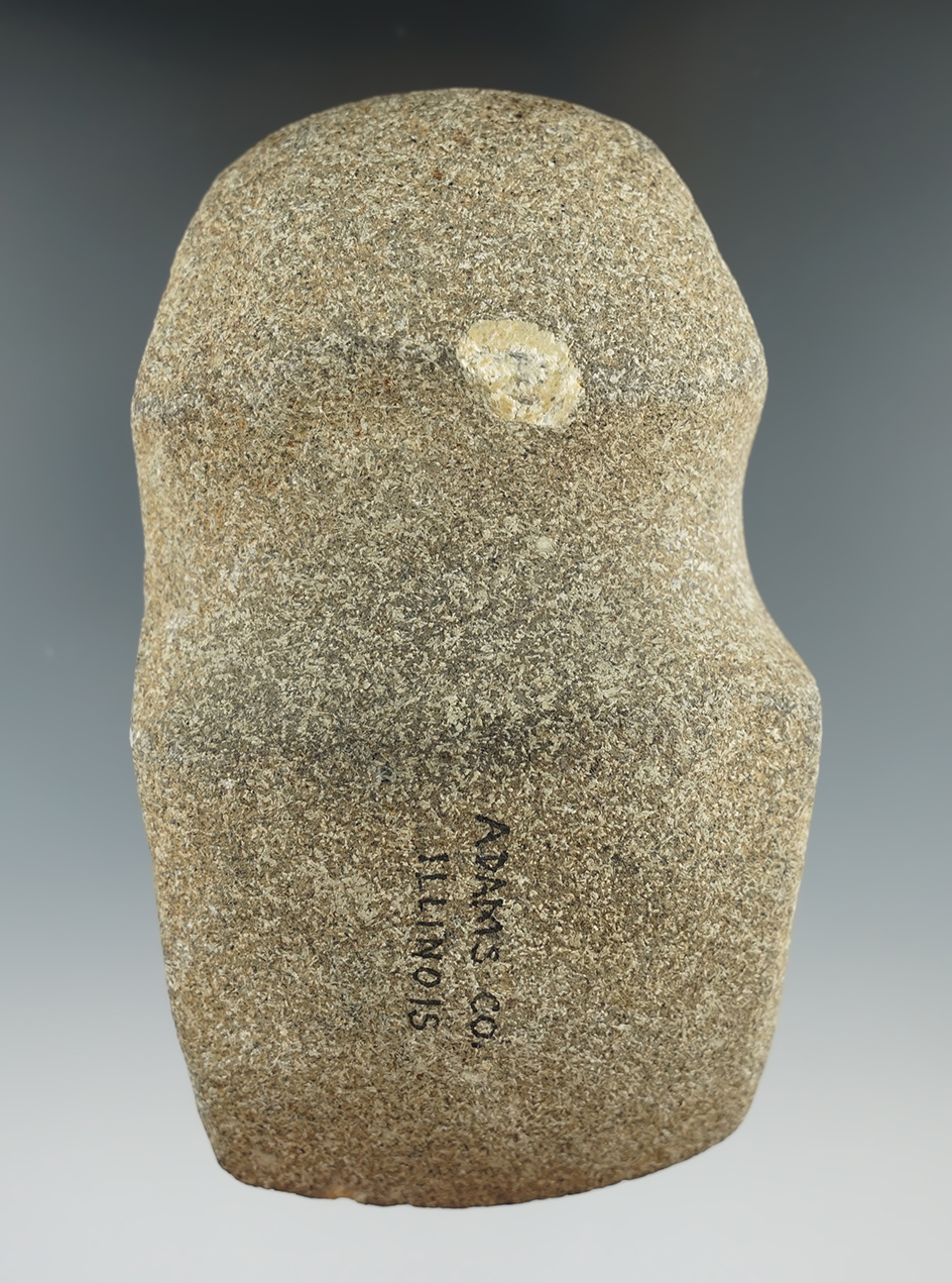 4 5/8" long 3/4 grooved hardstone Adze in excellent condition found in Adams Co., Illinois.