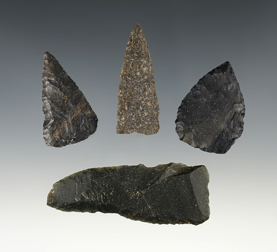 Set of 4 points and blades found in North Carolina. The largest is 2 9/16".