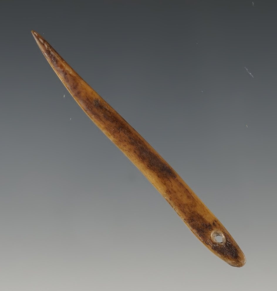 Finely made 3" Drilled Bone Needle found in Umatilla, Oregon.