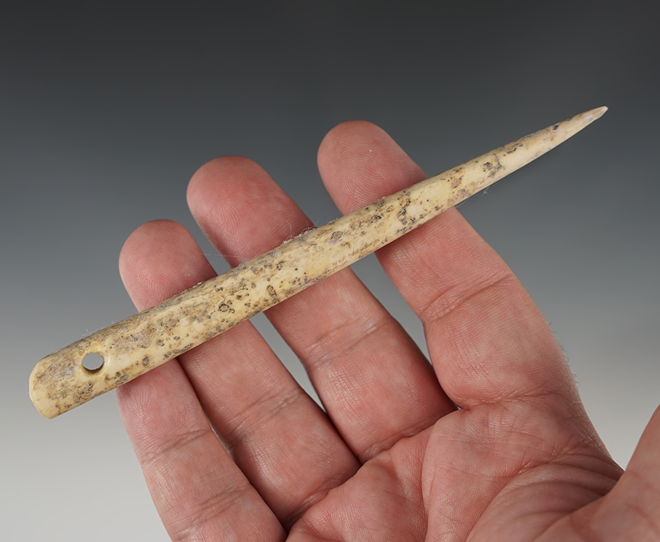 5 1/4" Bone Needle in outstanding condition. Found in Umatilla, Oregon.
