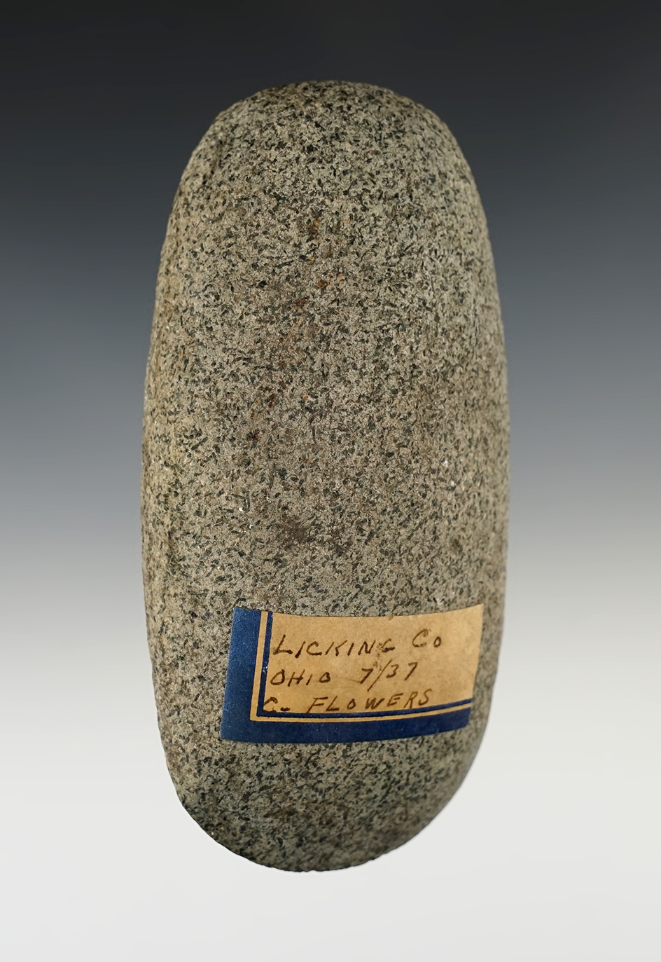 4 5/8" Hardstone Celt found in Licking Co., Ohio. The Bit is sharp and well polished.