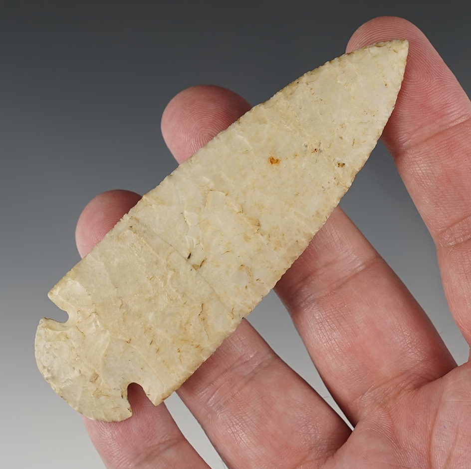 3 7/8" Dovetail found near Hamilton, Hancock Co., Illinois. Broken and glued.