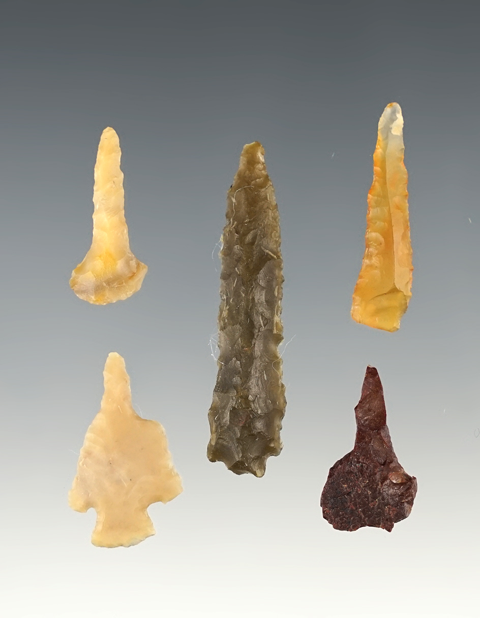 Set of 5 Drills and Perforators found in Grant Co., Washington. The largest is 1 11/16".