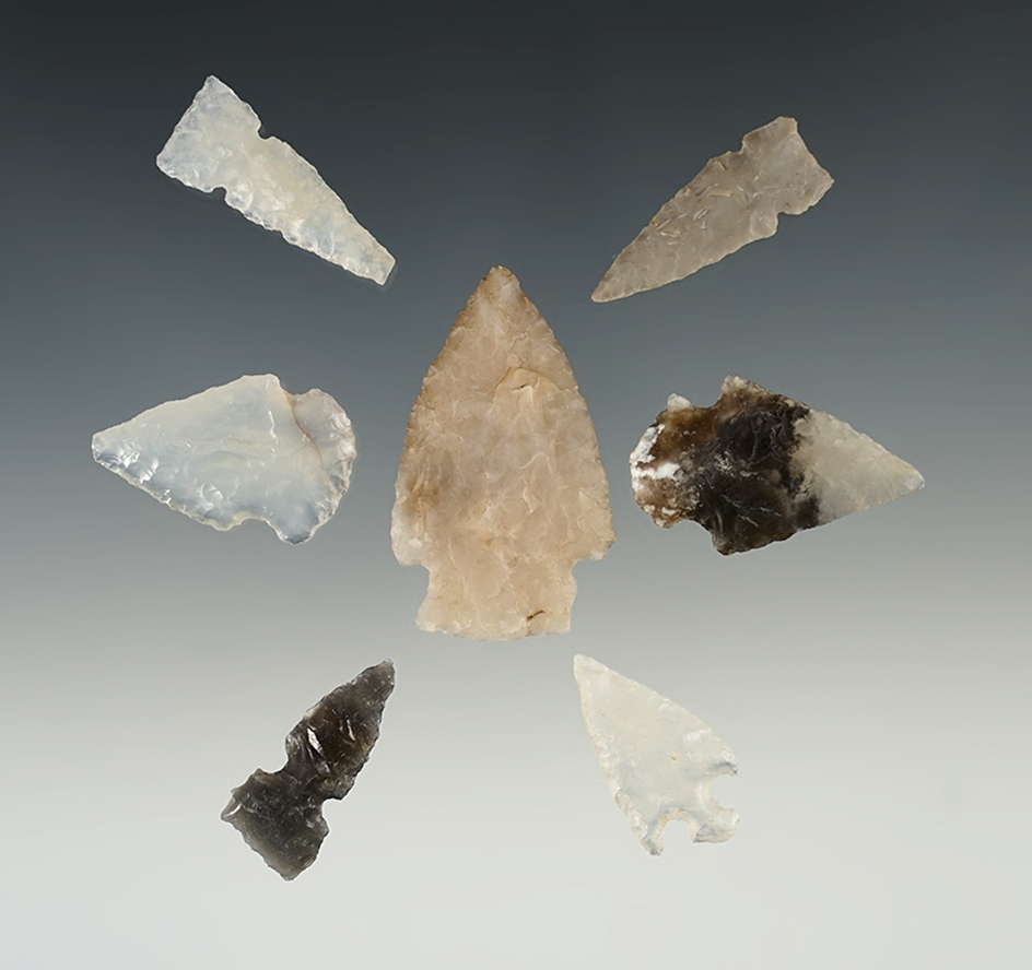 Set of 7 nice New Mexico points in good condition. The largest is 1 3/4".