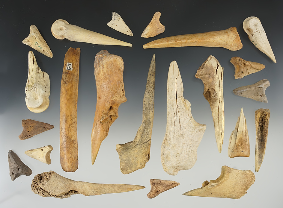 Group of 22 Bone Artifacts recovered in New Mexico. Largest is 4 3/4".