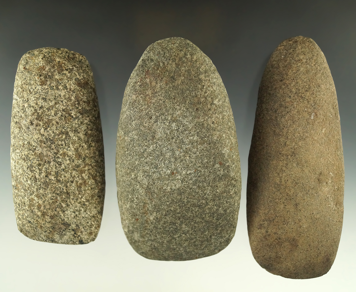 Set of three Hardstone Celts, all in good condition. Largest is 4 13/16". Michigan,  Phil Wagle.