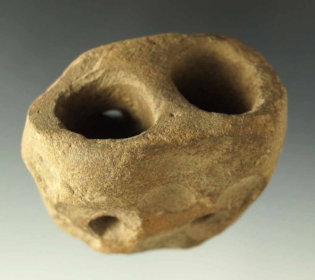 Unique 2 5/8" four hole pipe or incense burner made from stone.