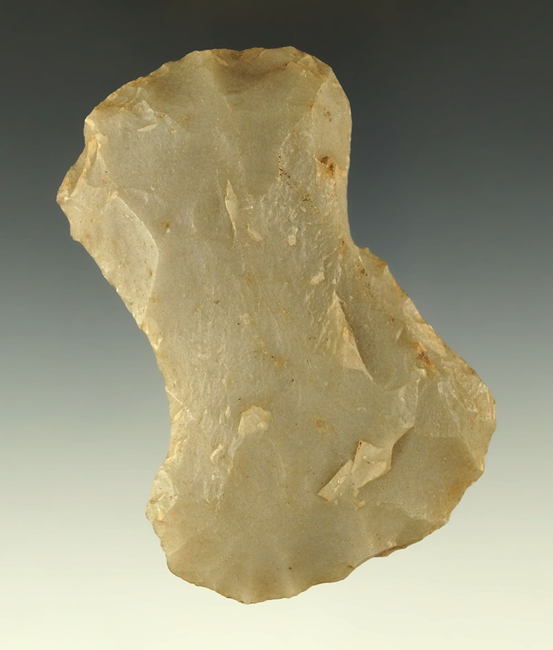 3 7/16" double bit axe made from semi translucent novaculite found in Arkansas.