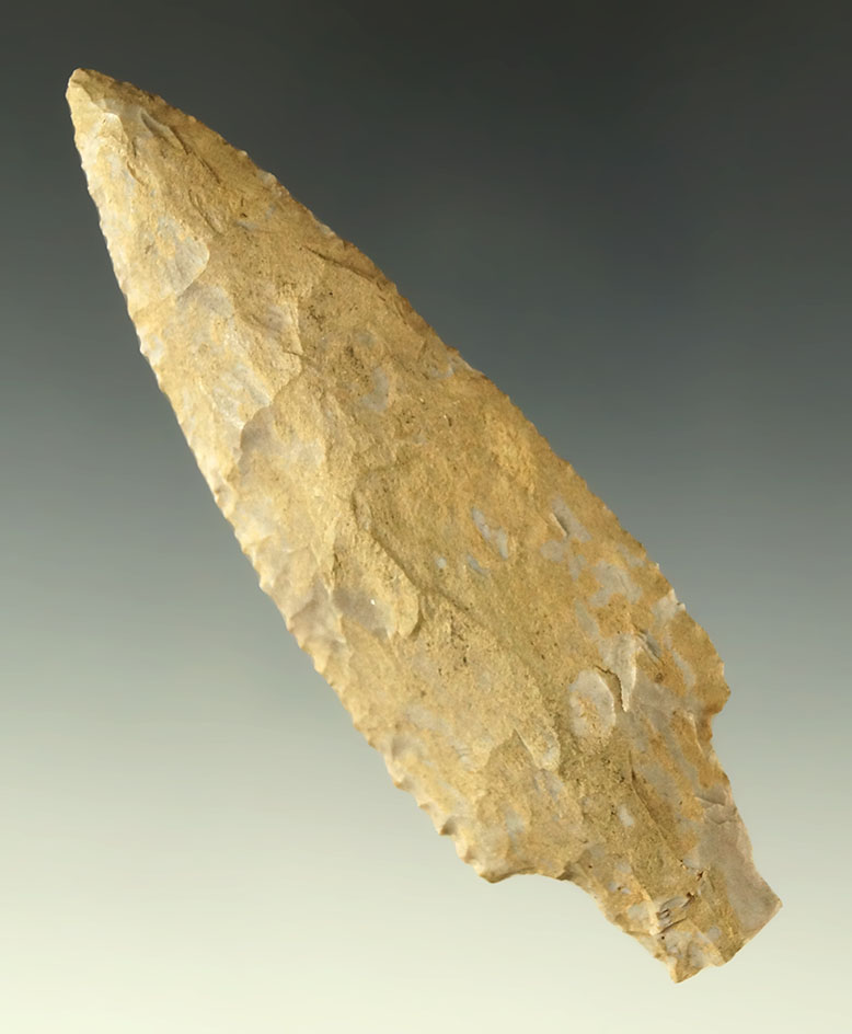 3 5/8" Little Bear Creek with nice edge serrations found in Tennessee - Fort Payne chert.