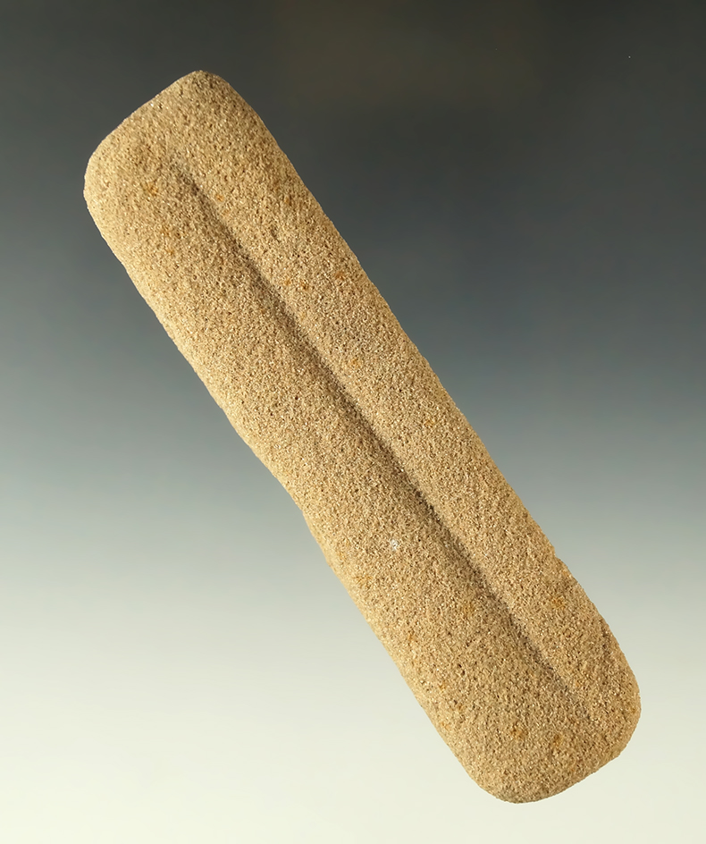 4  7/8" sandstone sharpening stone with weird grooves on three sides! Midwestern US.