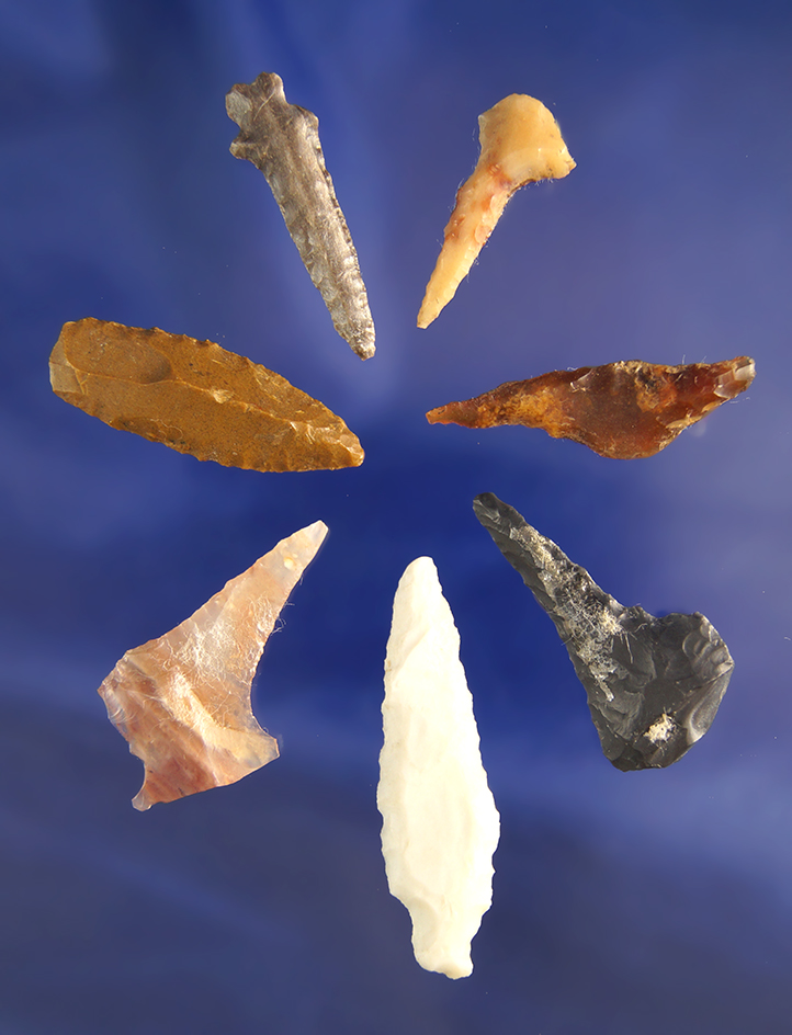 Set of seven drills and perforators found in Washington near the Columbia River, largest is 1 11/16"